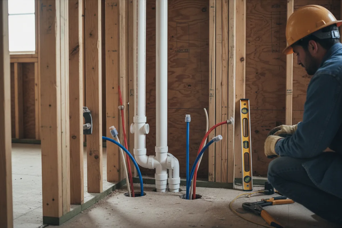 Drain and supply rough-in during Drain Cleaning in Salem